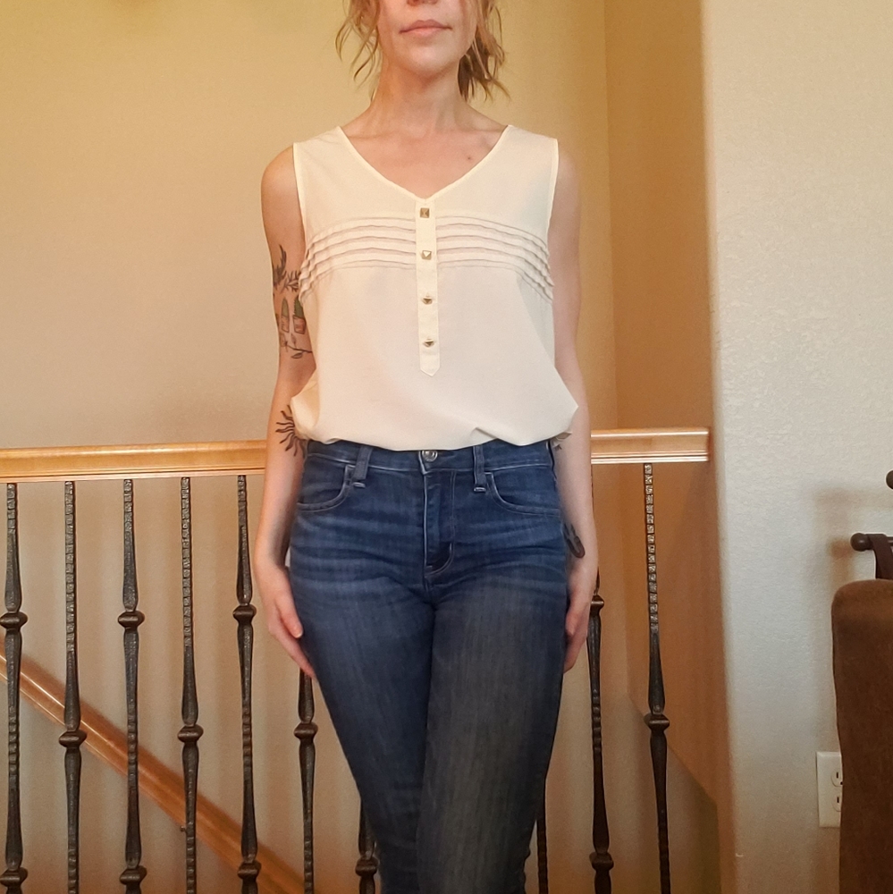 Cream Sleeveless Blouse